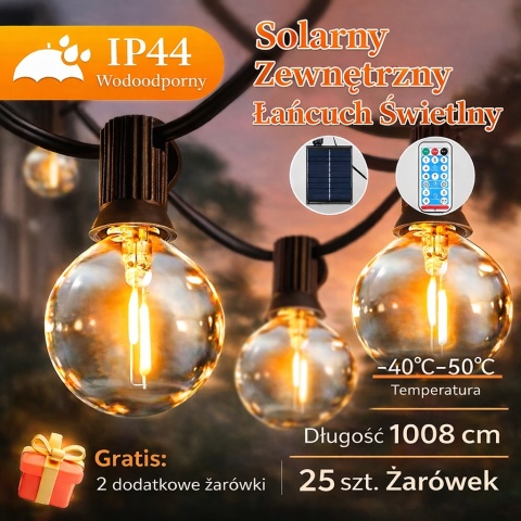 Girlanda Solarna Ogrodowa LED 10m TG-Garden – Lampki na Balkon + Pilot + USB