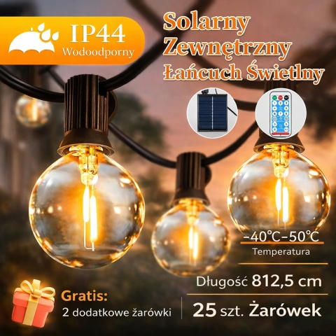 Girlanda Solarna Ogrodowa 8m TG-Garden – Lampki na Balkon + Pilot + USB
